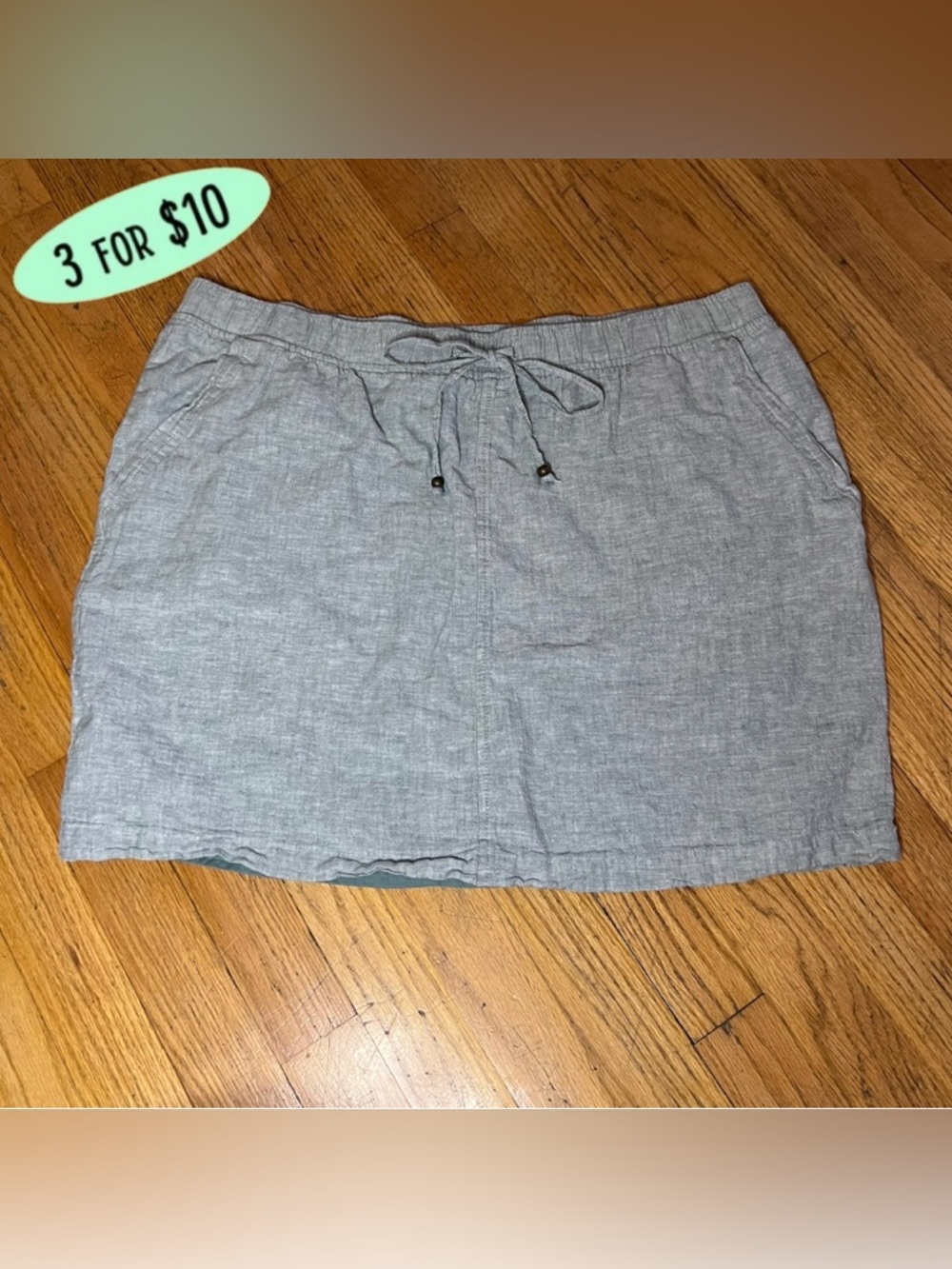 Falls Creek Linen-Blend Drawstring Mini Skort